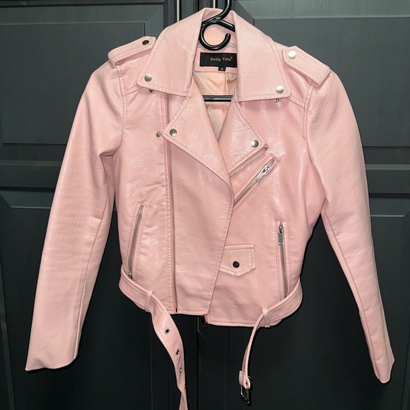 Baby pink faux leather jacket - Picture 2 of 2